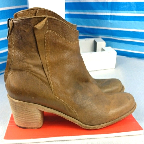 Nylo ALL LEATHER Welted Sole Stacked heel Ankle Boot Handmade in Europe 38Brown - Picture 2 of 16